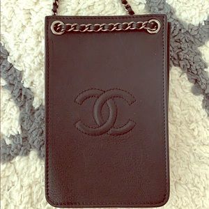 Chanel CC Phone Holder - Black Calfskin